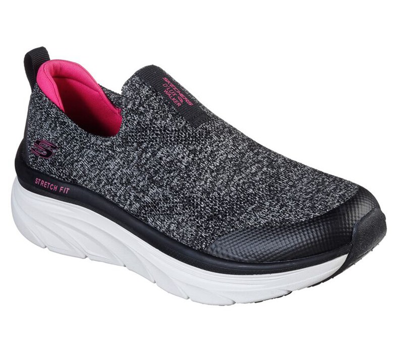 Skechers Dam Svarta/Rosa Sneakers - Relaxed Fit: D'lux Walker - Quick Upgrade - Sverige (OMCYI-6854)